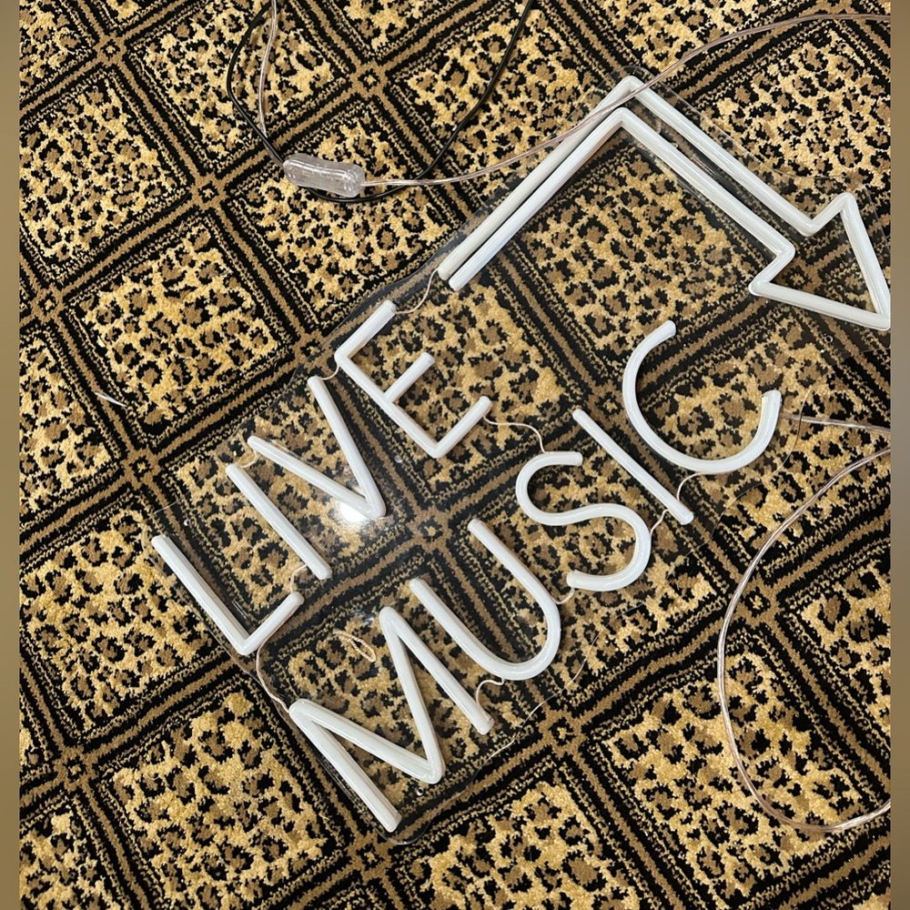 White Neon 'Live Music' Wall Sign